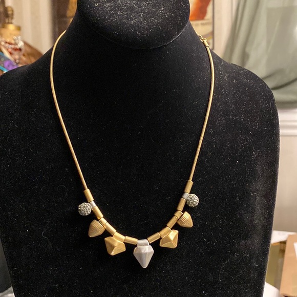 Madewell brass GoldTone and Pewter Silvertone necklace with Pave rhinestones
